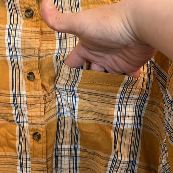 SO Mustard and Blue Plaid Women's Top - Picture 4 of 11